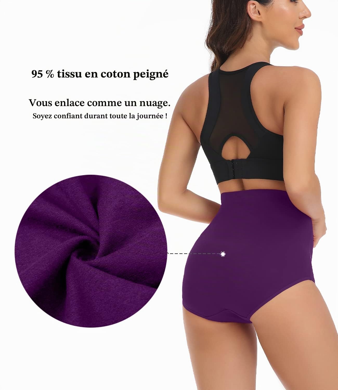 wirarpa Culotte Femme Coton Taille Très Haute Culottes Elasticité Slips Lot de 4