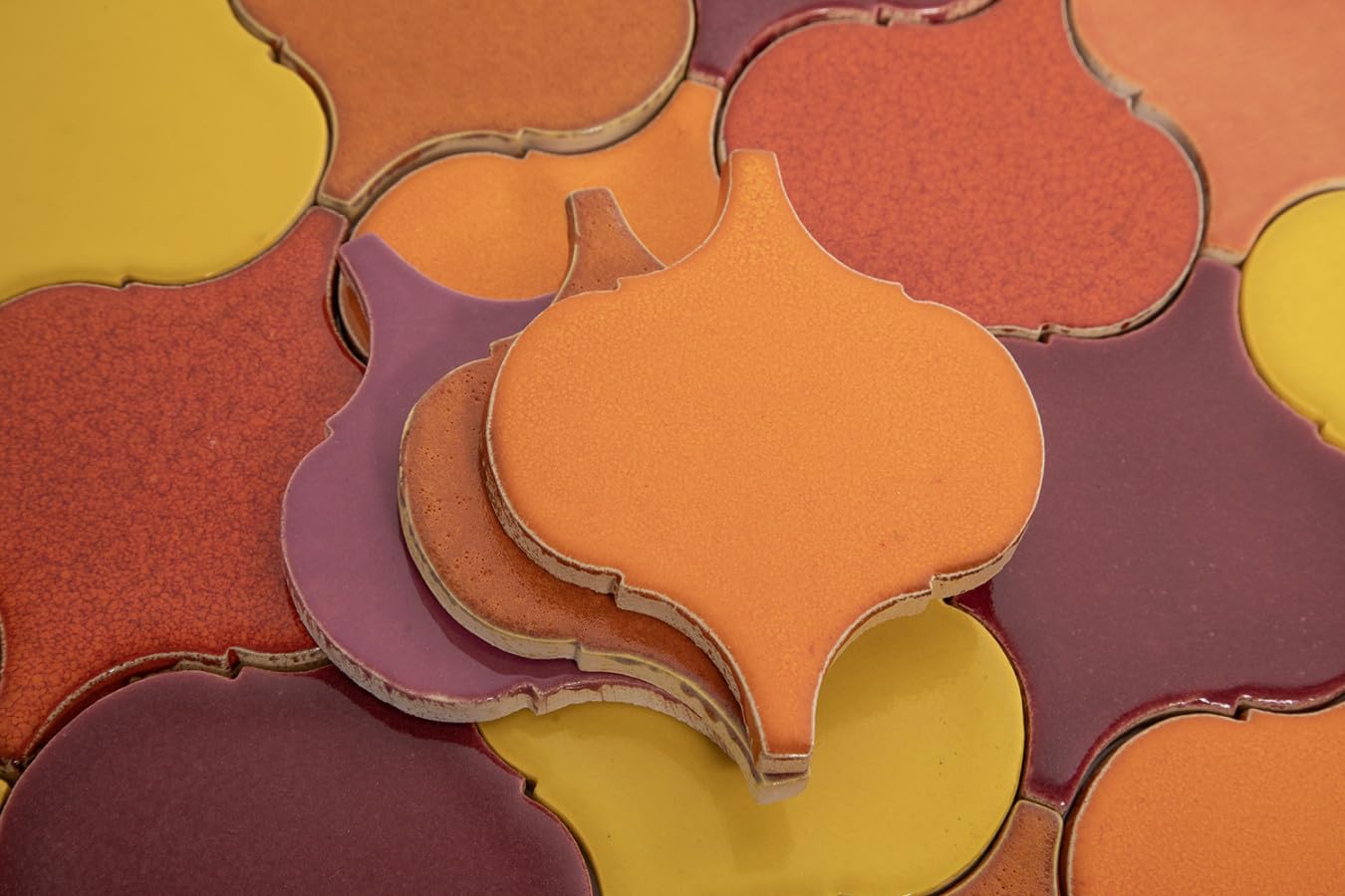 Azulejos de cerámica hechos a mano Arabesque Sunset – Azulejos de mosaico arabesque para cocina, pared de cocina y baño | Un juego de azulejos de pared de cocina - 31 azulejos de mosaico de cerámica