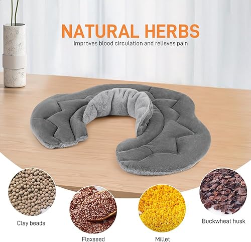 Miniatura 6 de Almohadilla térmica para microondas para cuello y hombros, envoltura térmica húmeda para microondas con peso para aliviar el dolor, tensión muscular