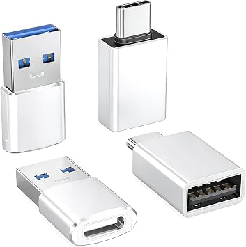 Basesailor USB to USB C Adapter 4Pack USB C to USB A 3.0 Charger Converter | Type C Female to USB A Male for iPhone 17 16 15 14 Pro Max,iPad Air M4,Galaxy S20-S26 Ultra 5G,Z Fold,Tab S7-S11,Dell XPS