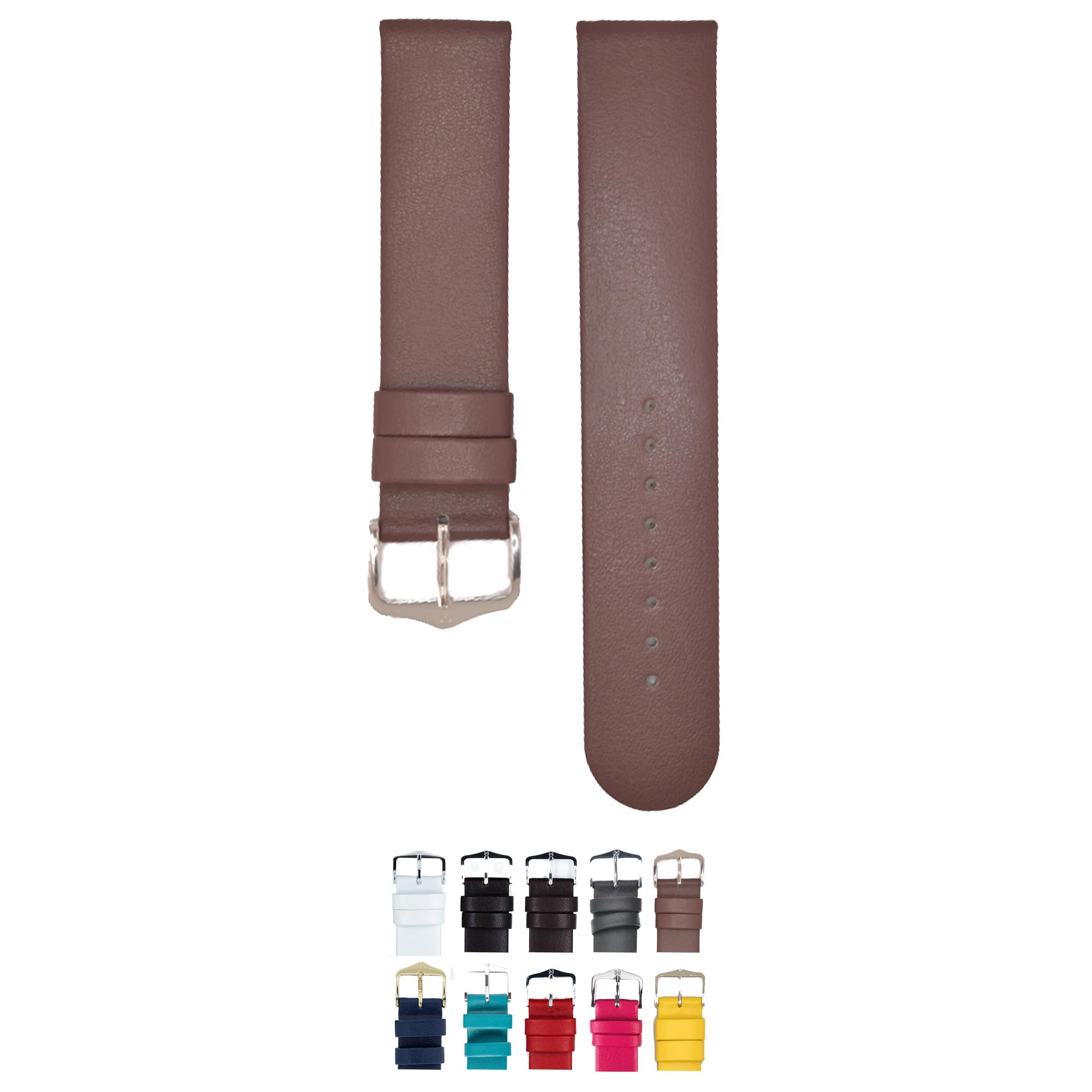 HIRSCH Scandic Italian Calfskin Watch Strap - Taupe - M - 20mm - Stainless Steel Buckle - Untextured Leather Band
