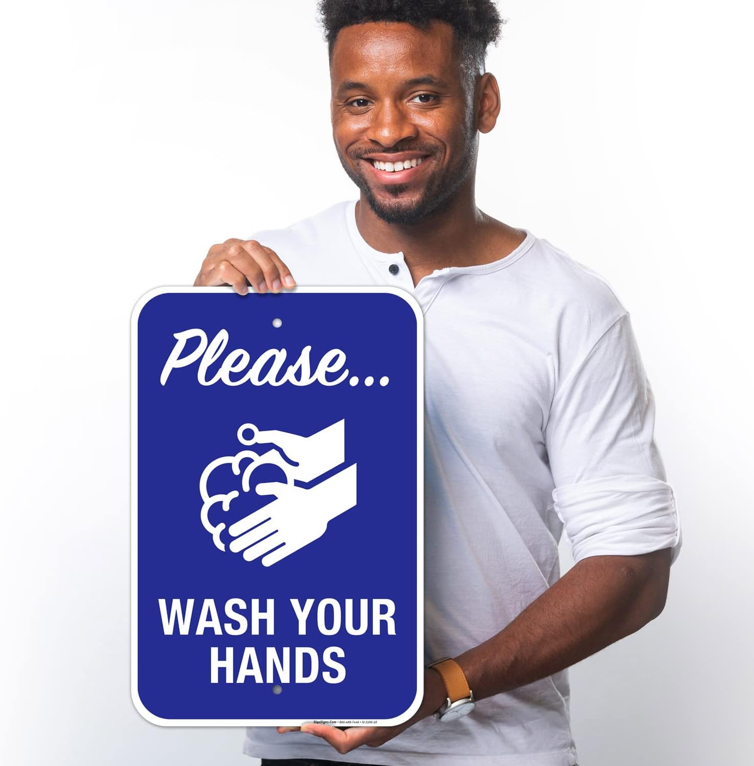Hand Washing Sign, Please Wash Your Hands Sign, 12x18 Inches, Rust Free .063 Aluminum, Fade Resistant, Made in USA