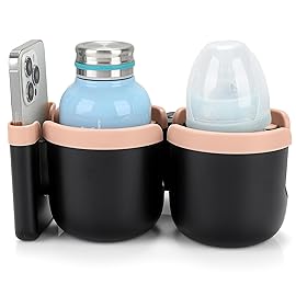 Accmor Stroller Cup Holder with Phone Holder, Bike Cup Holder, Universal Cup Holder for Uppababy Nuna Doona Strollers, 2-in-1 Cup Phone Holder for Stroller, Bike, Wheelchair, Walker, Scooter