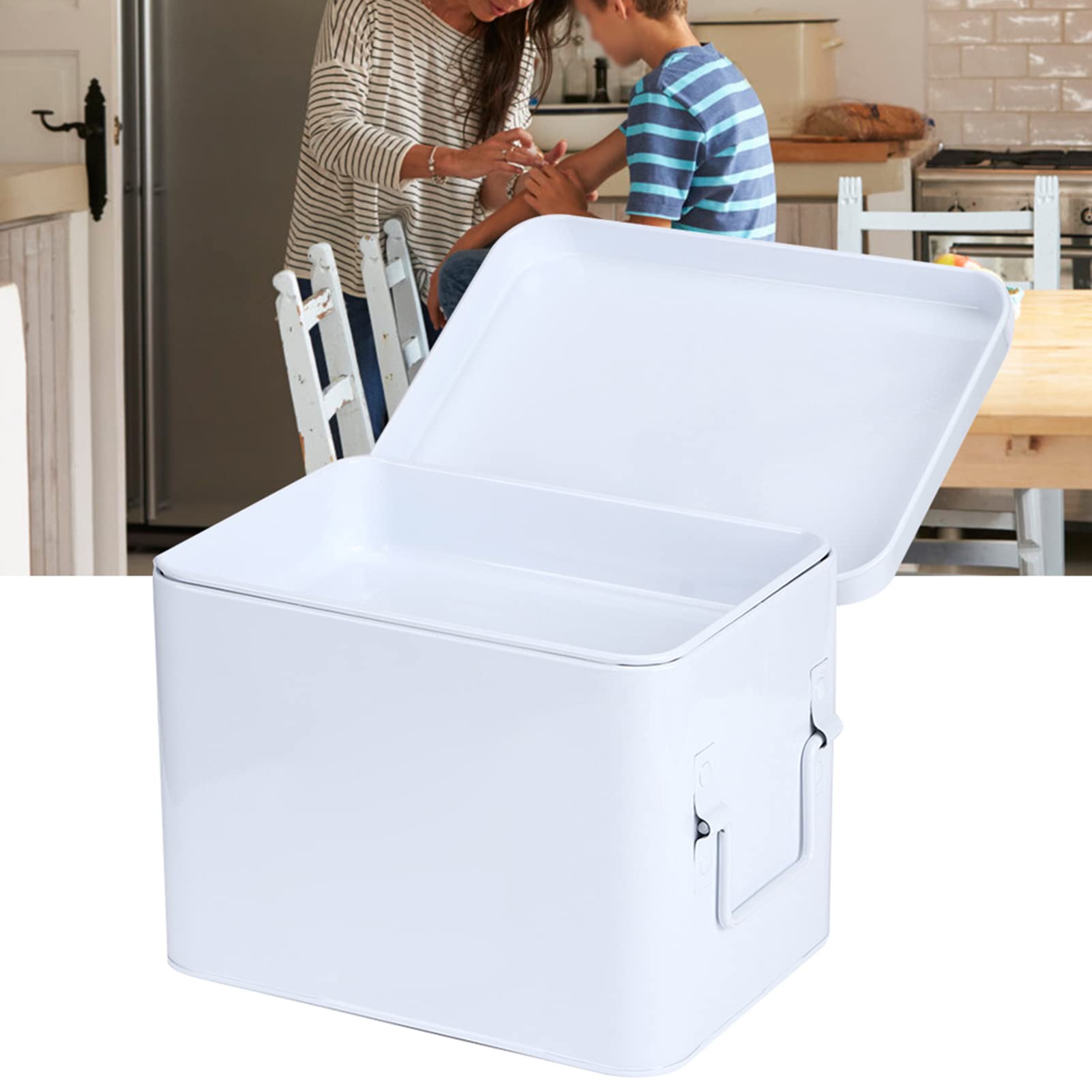 Boîte à Médicaments Portable à Double Couche, Grande capacité avec Plusieurs Compartiments, Matériau en Fer Durable, Facile à Transporter, Adaptée à la Maison, à la Pharmacie et