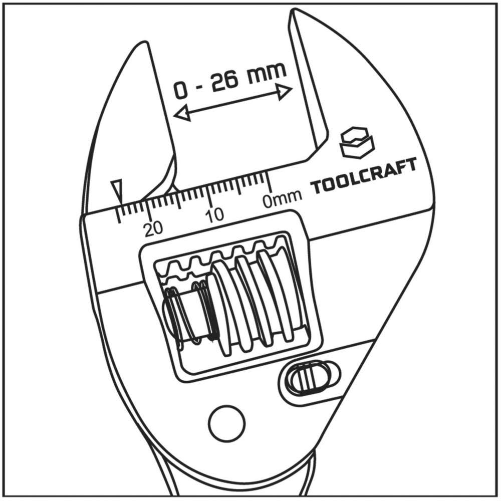 TOOLCRAFT TO-7165959 Clé à molette avec fonction cliquet Ouverture de clé (métrique) 0-26 mm
