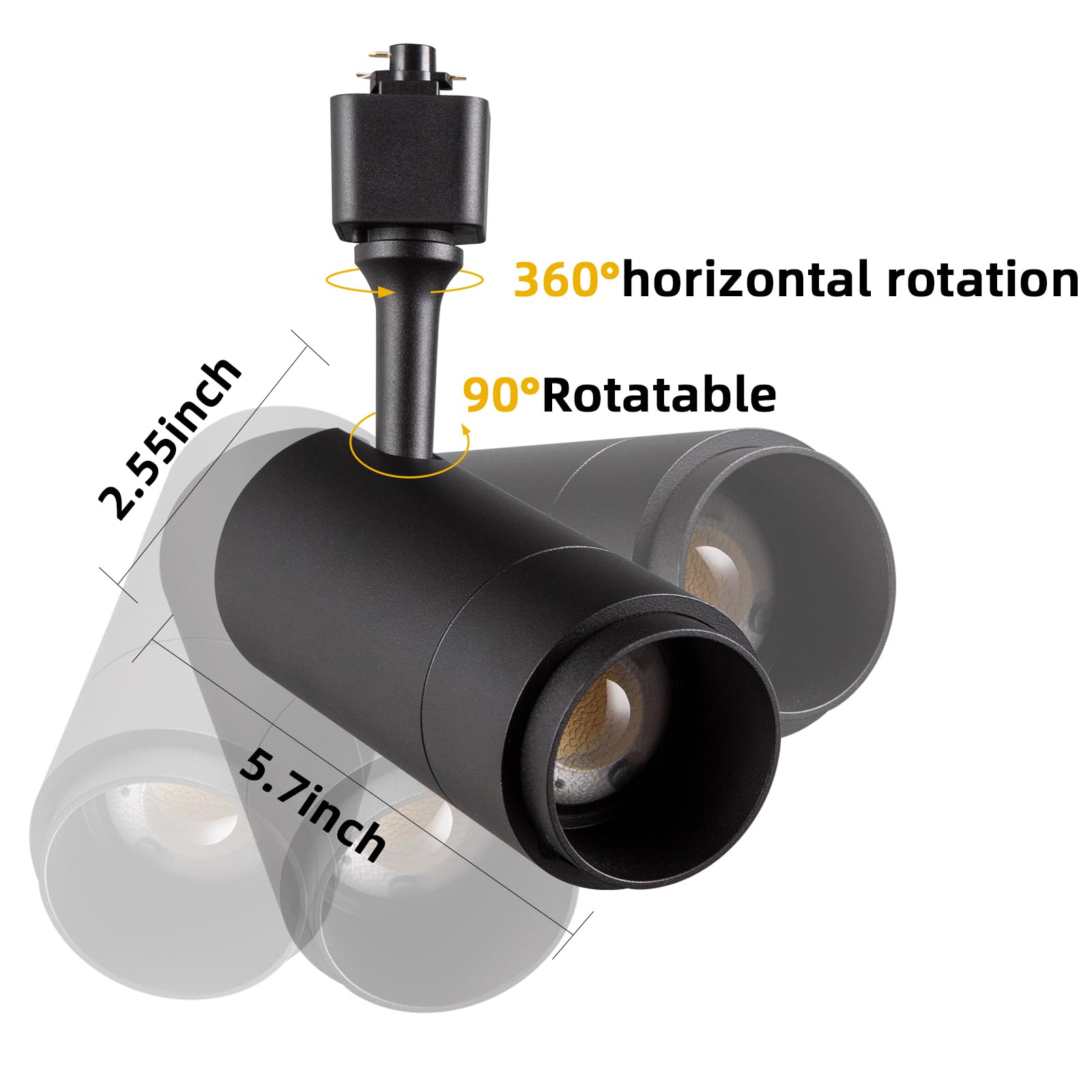 Confezione da 3 testine dimmerabili a LED 24 W 5 CC 2700 K 3000 K 3500 K 4000 K 5000 K Circu H 15 ° a 60 ° Zoom ideale per Accent Art e illuminazione Task