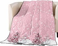 Vista 9 de T&H XHome Quilt Twin Size Luxury Quilted Comforter Bedspread-Thin Soft Cozy, Red Christmas Buffalo Plaid Xmas Tree Snowflake Reversible Stitched