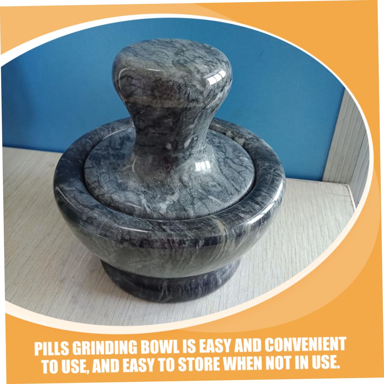 Marble Mortar and Pestle Set for Kitchen Mushroom Pestle for Grinding Spices Garlic and Herbs Creative Design for Seasoning and Medicine Use