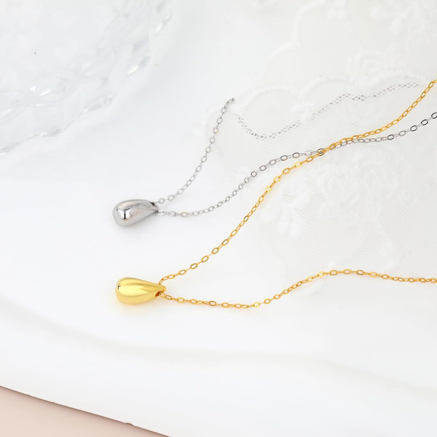 EVEYE S925 Sterling Silver Necklace For Women, Teardrop Pendant Necklaces, Pear Pendant Necklace Jewelry Minimalist style Gift
