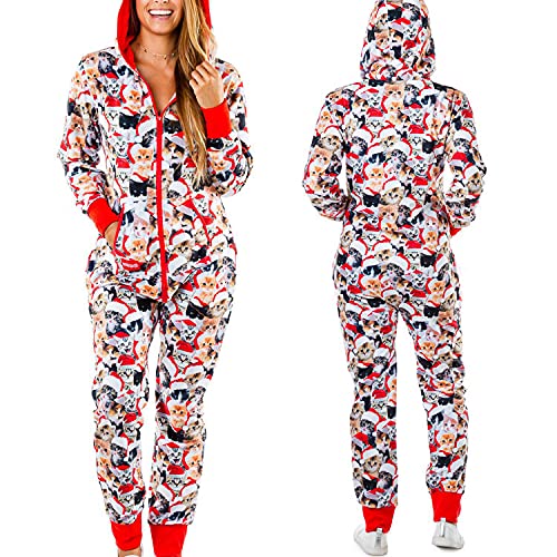 Pijama de Navidad cómodo para mujer enterizo con cremallera contra el frío 2