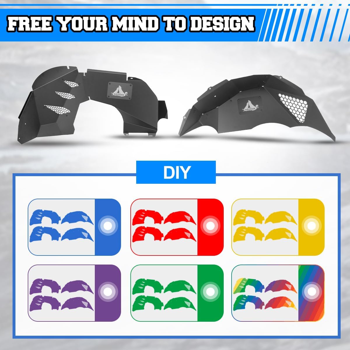 ROXX Front + Rear Road Front Inner Fender Liners Offroad Mud Guard Compatible with Jeep Wrangler JL 2018-2026 for Wild Off-Road