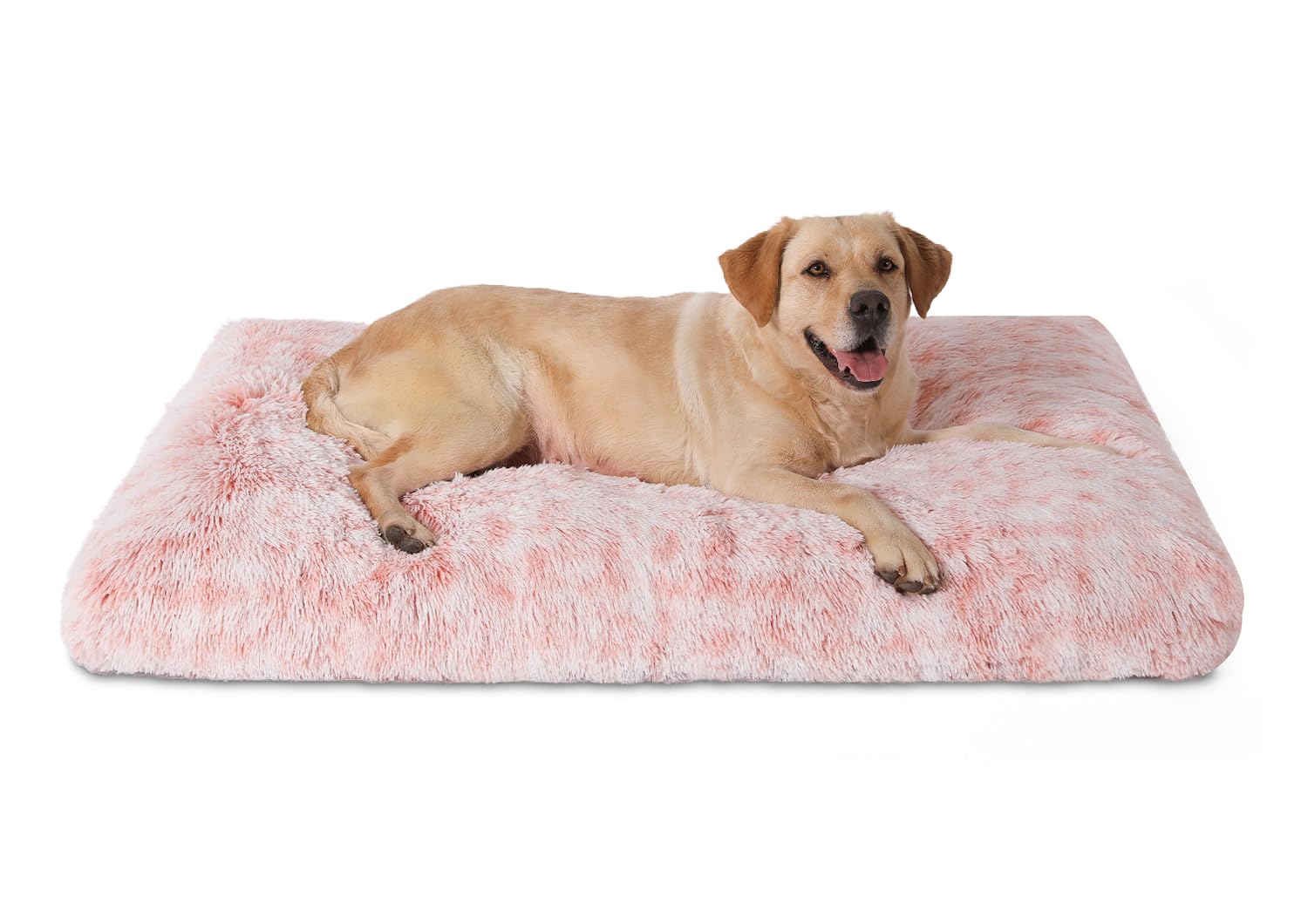 Bedfolks Waterproof Dog Crate Bed,Plush Dog Bed with Removable Washable Cover,Faux Fur Dog Crate Pad for Extra Large Dogs,Fluffy Dog Kennel Bed 41"x27",Pink — image 1