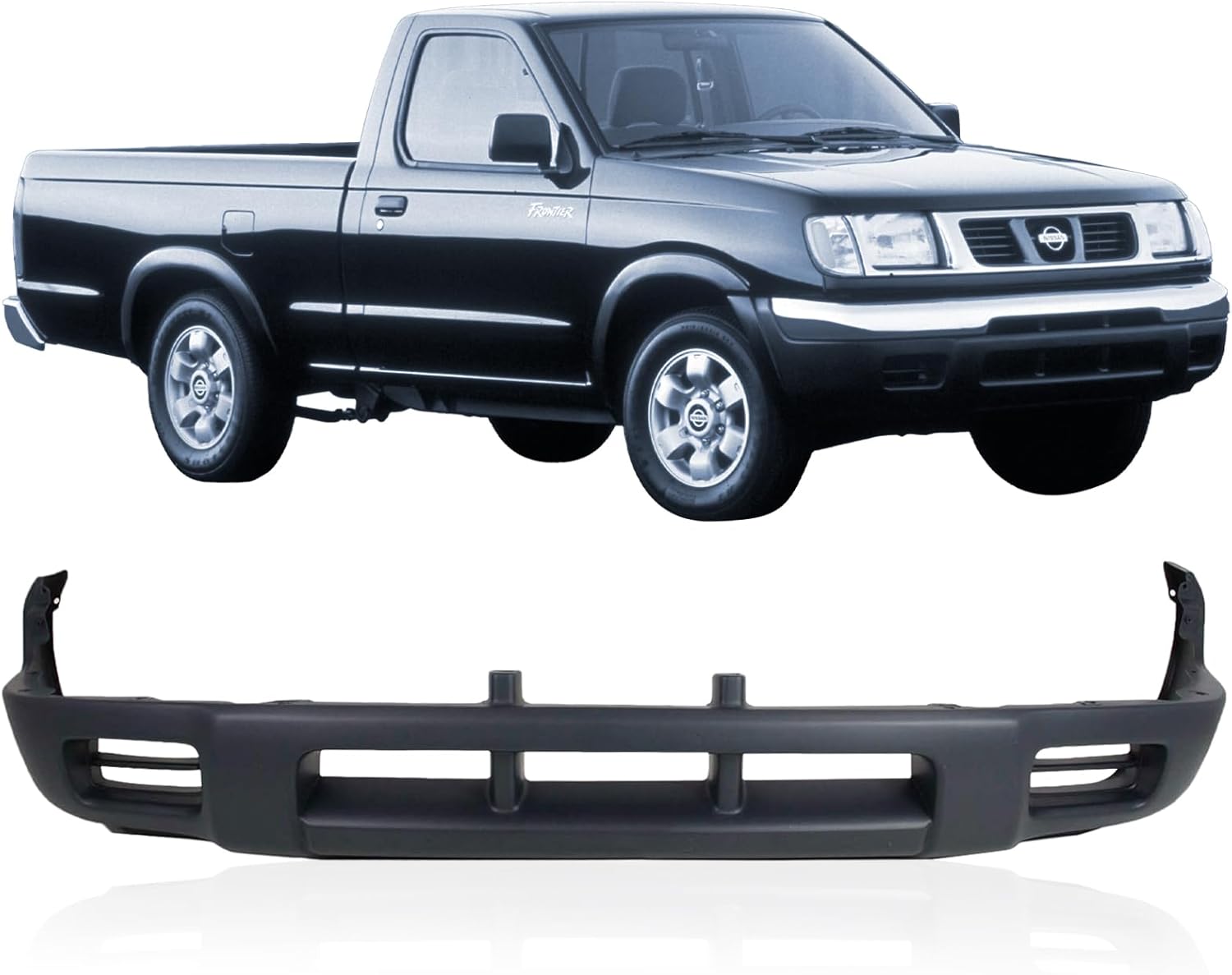 CarPartsDepot Front Lower Valance Compatible With Nissan Frontier 1998-2000 Primed Lower Bumper Trim With Air Holes