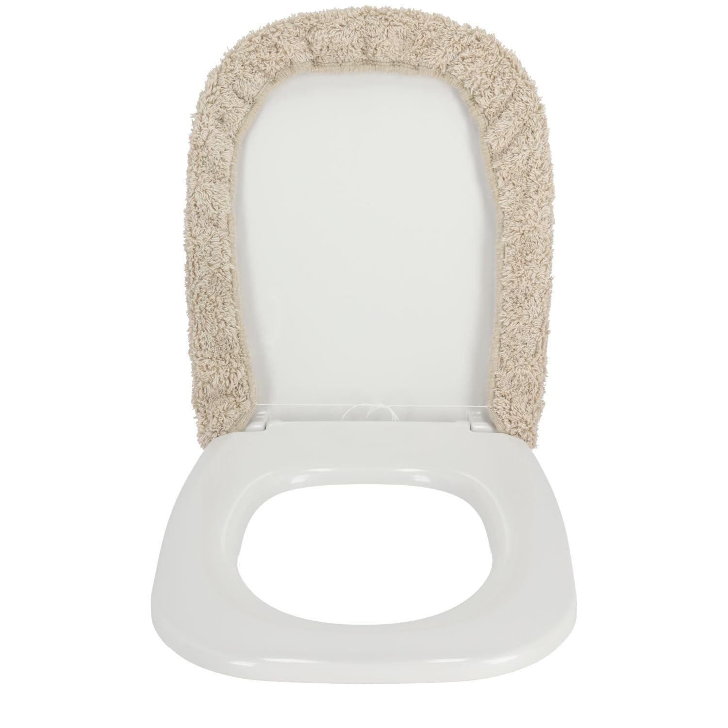 Casatessile Funda de Asiento de Inodoro de Terciopelo 50X50 cm. Tamaño Grande Tapa de Eje Suave, Tapa de Asiento de Agua, Tapa de Agua Universal - Ecru