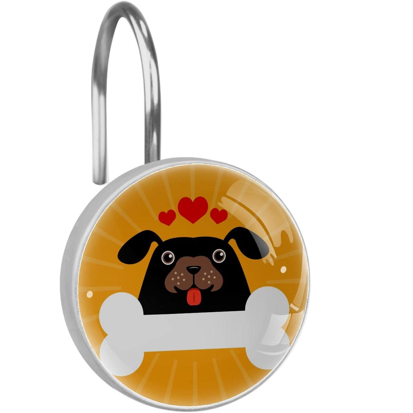 Crochets de rideau de douche chien orange anneaux de douche antirouille durables