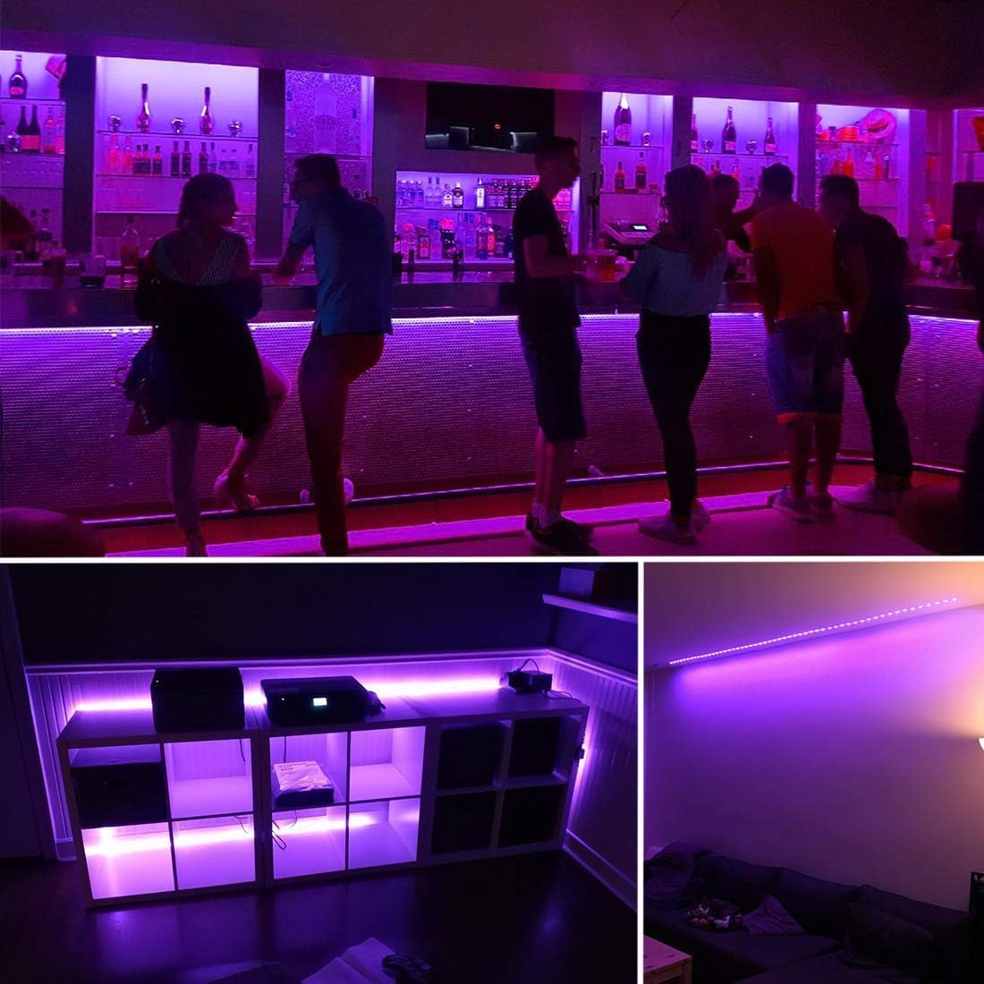 40 Foot Led Black Light Strip Kit, 720 Units Led, 12V Flexible Blacklight Fixtures, Non-Waterproof