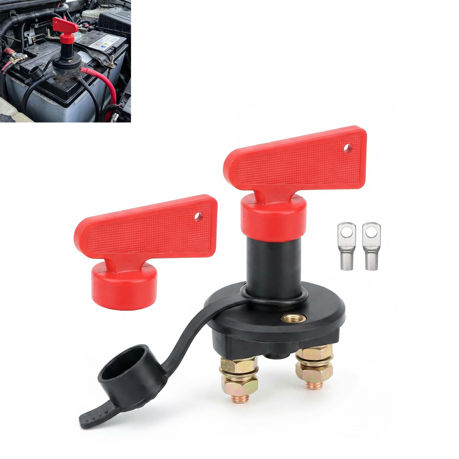 Isolateur de Commutateur Principal de Batterie 12V avec 2 Clés, Coupe Circuit Batterie 12V 300A pour Voiture, Bateau, Interrupteur de Batterie Principal de Déconnexion, Coupe Batteria Voiture et Moto