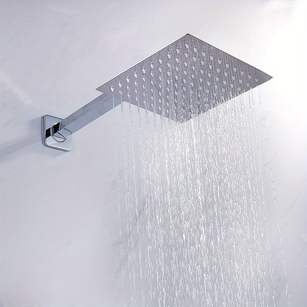 Cabezal de ducha Rociador superior de acero inoxidable Cabezal de ducha presurizado ultrafino Baño Lluvia Cascada Ducha Accesorios de baño, 10, pulgadas circular