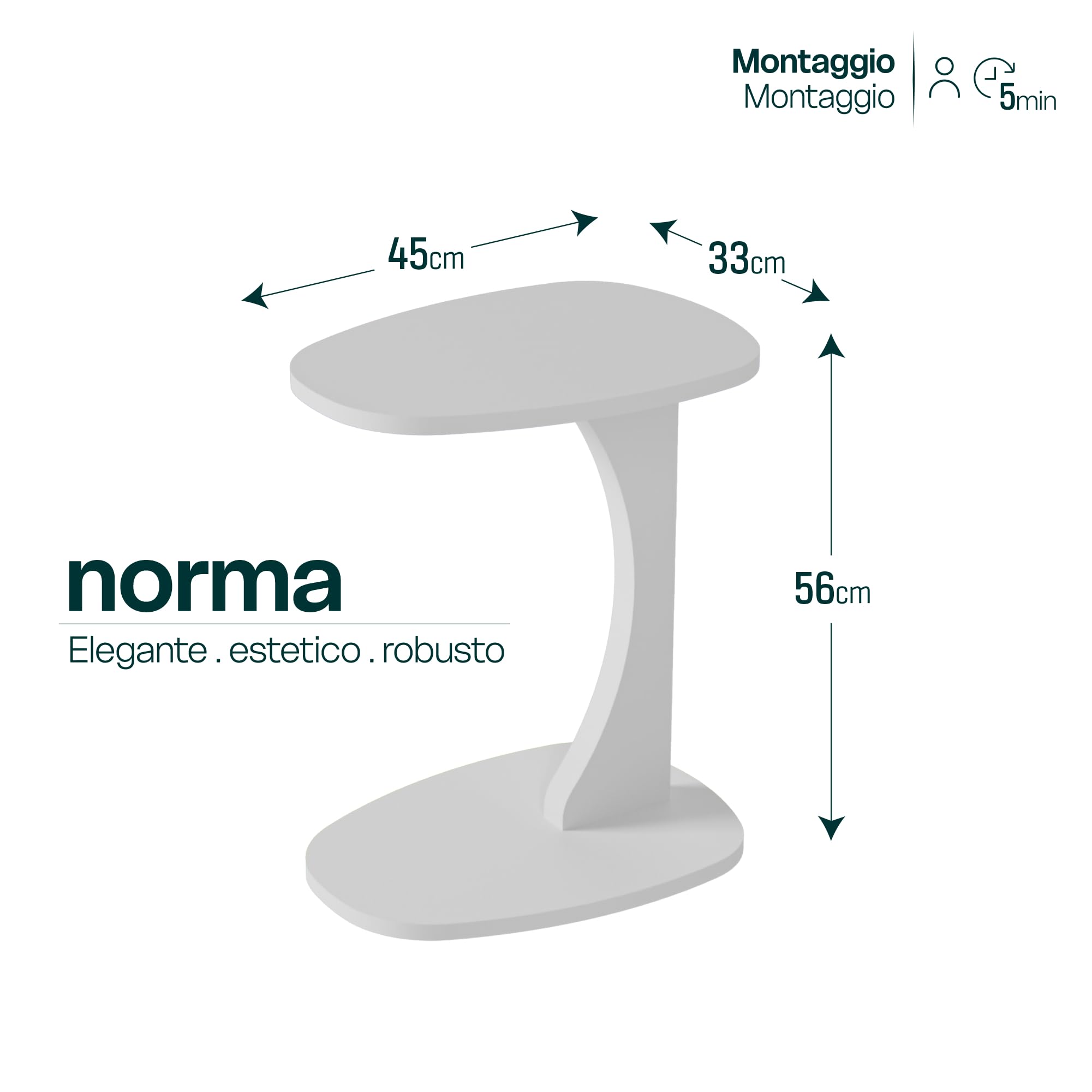 sugodesign Tavolino da salotto con ruote, piccolo tavolino a forma di C in stile bianco, piccolo tavolino da salotto ideale per computer portatili, tazze – Norma