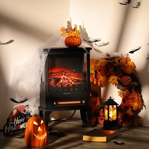 Miniatura 7 de TURBRO Suburbs TS17Q - Chimenea eléctrica infrarroja, 19 pulgadas, vista de 3 lados, llama realista, protección contra sobrecalentamiento, Negro