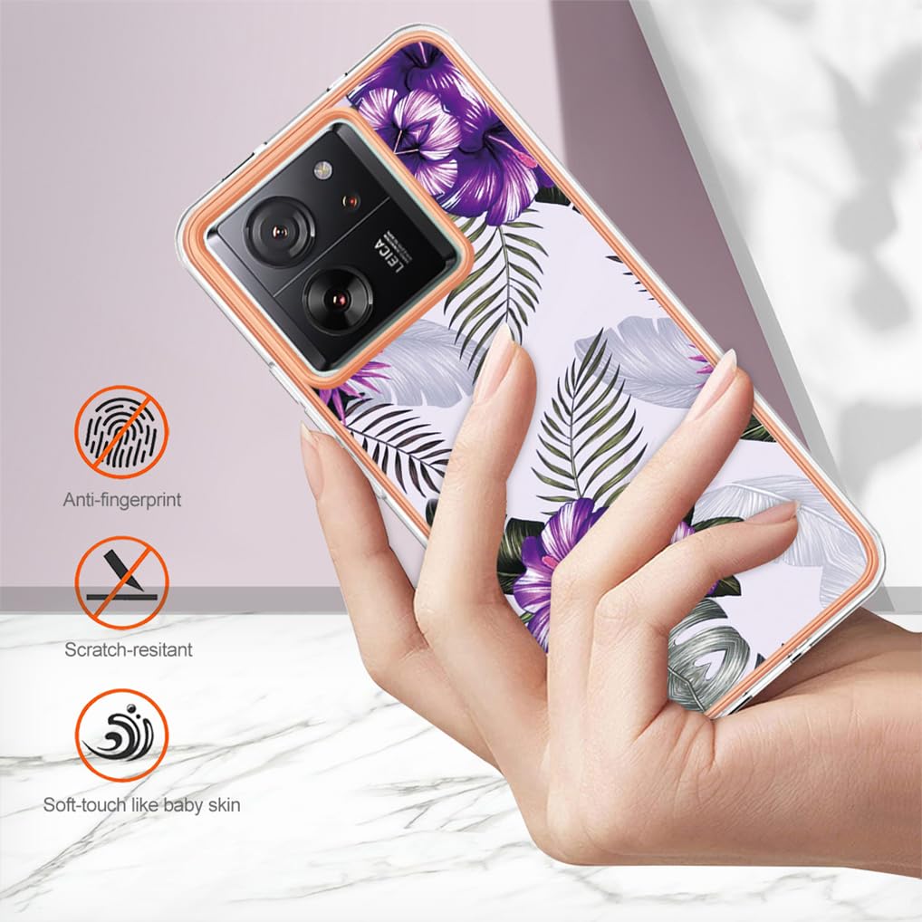SEAHAI Cover Per Xiaomi Mi 13T 5G / 13T Pro | Custodia Sottile In TPU Con Glitter, Motivo Marmo Bianco, Antiurto E Ricarica Wireless
