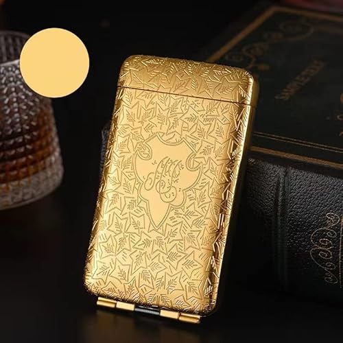 Caja retro de metal para cigarrillos, cartera protectora de seguridad para hombres y mujeres (Gold20) Cover