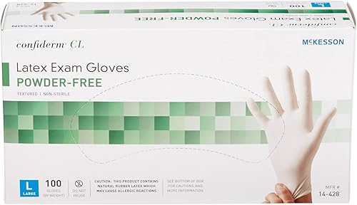 Miniatura 3 de McKesson Confiderm - Guantes de examen de látex, guantes médicos no estériles con puntas de los dedos texturizadas, puño con cuentas, sin polvo,