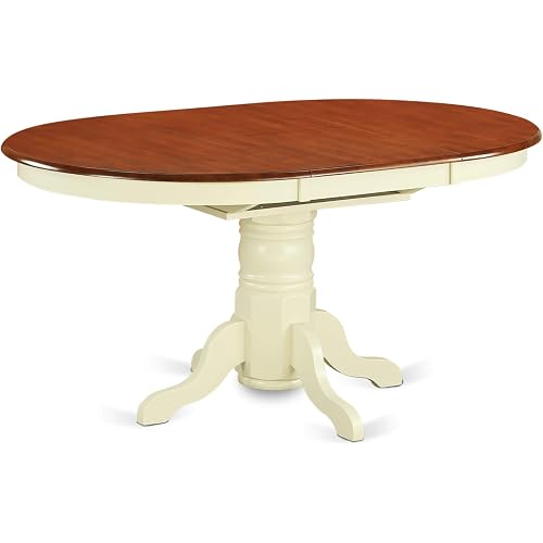 East West Furniture AVON5-WHI-W 5 Piece Dining Room Furniture Set Includes an Oval Wooden Table with Butterfly Leaf and 4 Kitchen Dining Chairs, 42x60 Inch, Buttermilk & Cherry