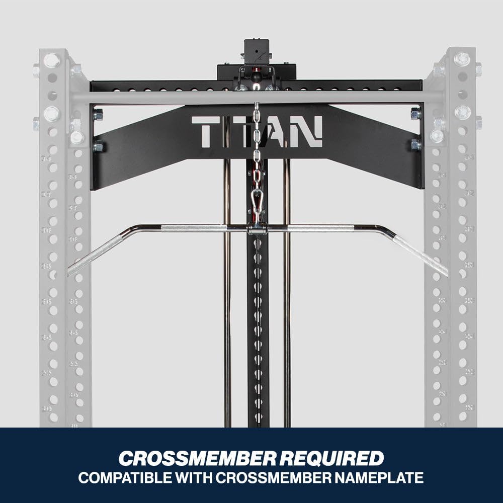 Titan Fitness Titan Series 100" LAT Pulldown & Low Row Attachment with Crossmember Nameplate, Plate-Loaded 400 LB Capacity, Includes LAT Pulldown Handle, Triangle Handle