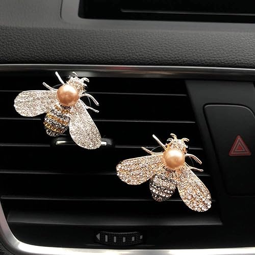 Miniatura 6 de Clips de ventilación de abeja brillante, clip de ventilación para ambientador de aire de abeja de cristal, decoración interior de automóvil con
