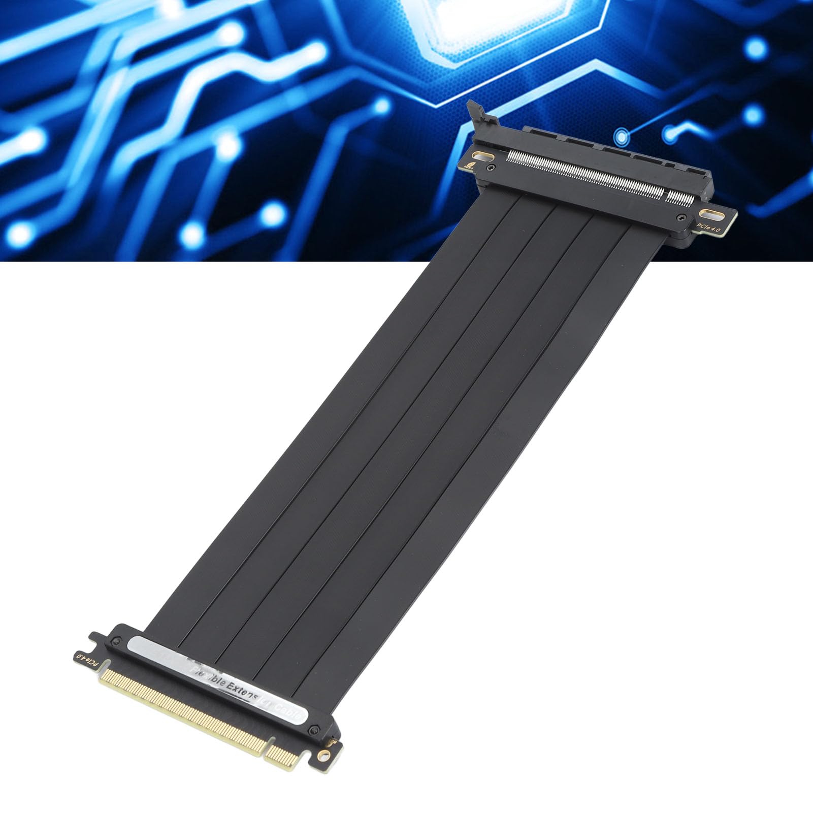 Pongnas Cavo Prolunga PCIe 4.0 X16, Cavo Riser GPU 180 Gradi 64GBS Cavo Placcato Argento EMI Schermato Plug and Play Design Segmentato per Chipset Z690 (300 mm)