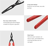 Vista 4 de Alicates de fibra óptica, mango antideslizante de goma resistente al desgaste, alicates de fibra de nariz larga, cabeza de acero de fuerza