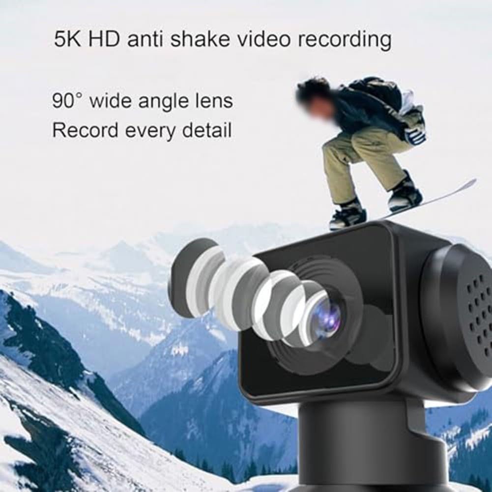 Caméra d'action portable en ABS pour vidéo 5K 30 fps Compact ABS Noir