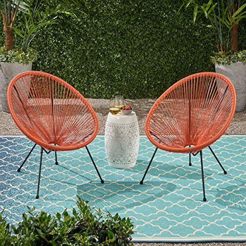 Major Outdoor Hammock Weave Chair With Steel Frame (Set Of 2) - Orange And Black Finish #TOP1