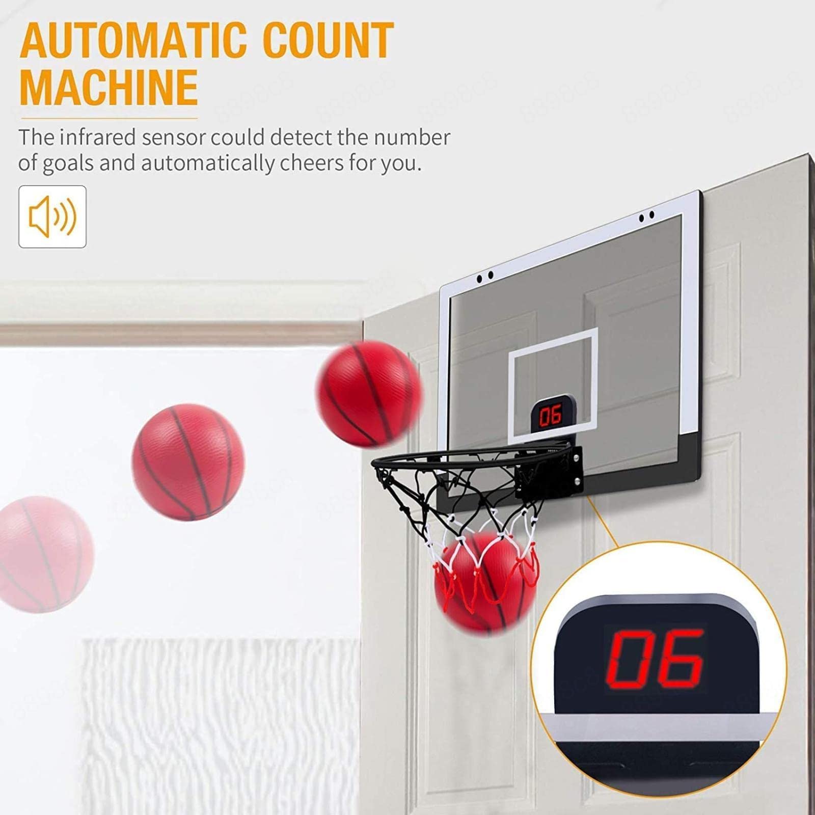 Canestro Basket Esterno Regolabile, Segnapunti Elettronico con Audio Molto Resistente Tabellone per Canestro, per Bambini,Ragazzi,Adulti