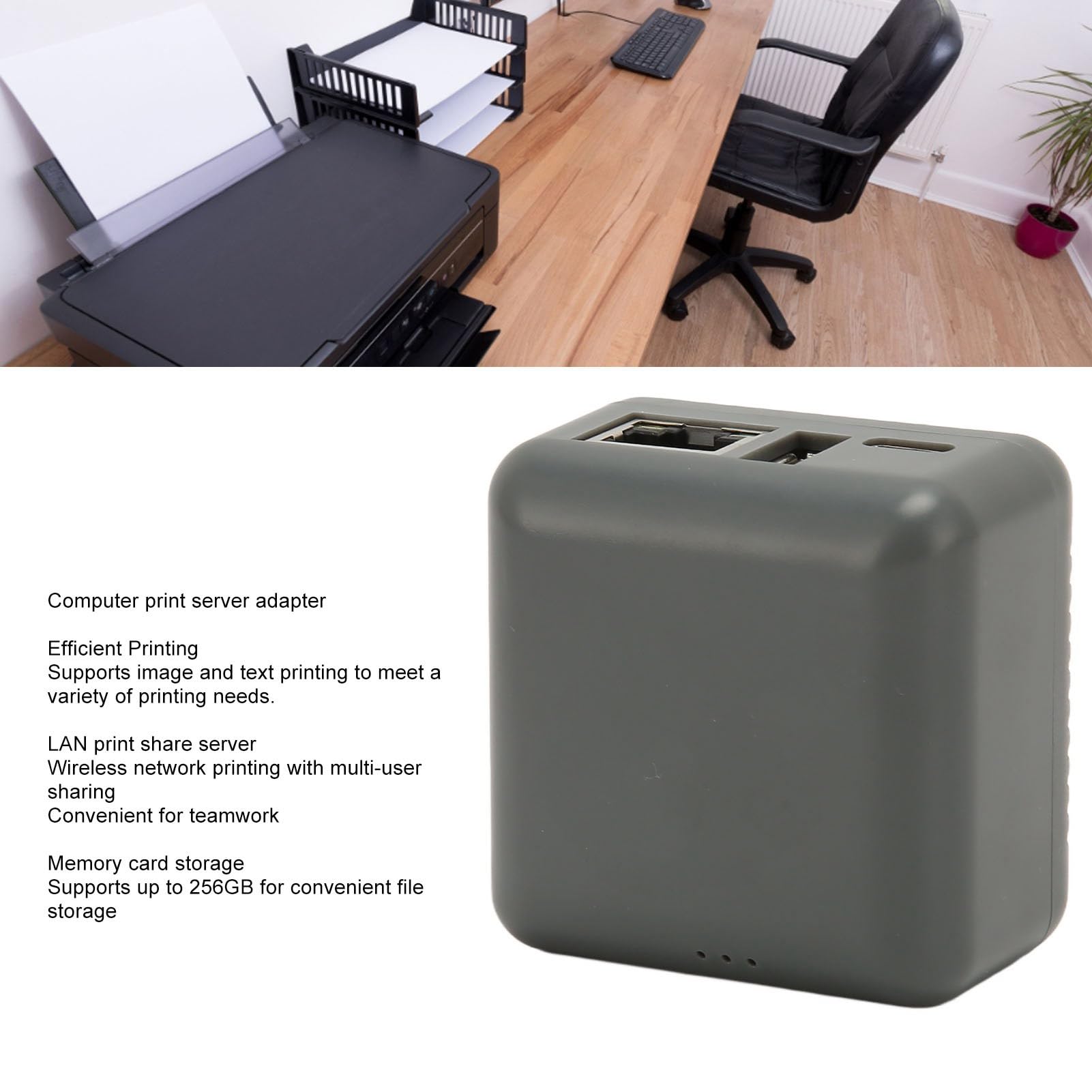 GOWENIC Connessione di rete RJ45, server di stampante USB di rete, stampa di rete Wi-Fi, da 100 a 240 V