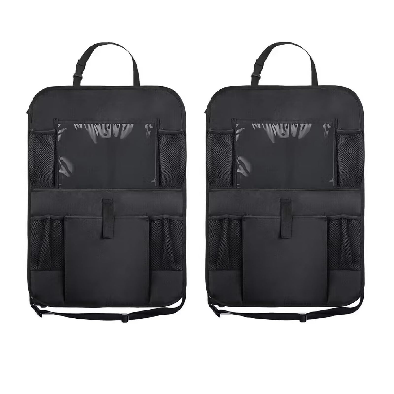 GPAHRRDNIJ Backseat Car Seat Storage Bag, Back Seat Organizers and Storage Bag with Touch Screen Tablet Holder for Kids Toddlers Car Seats, Travel Accessories, Road Trip Essentials (Grey 2pc)