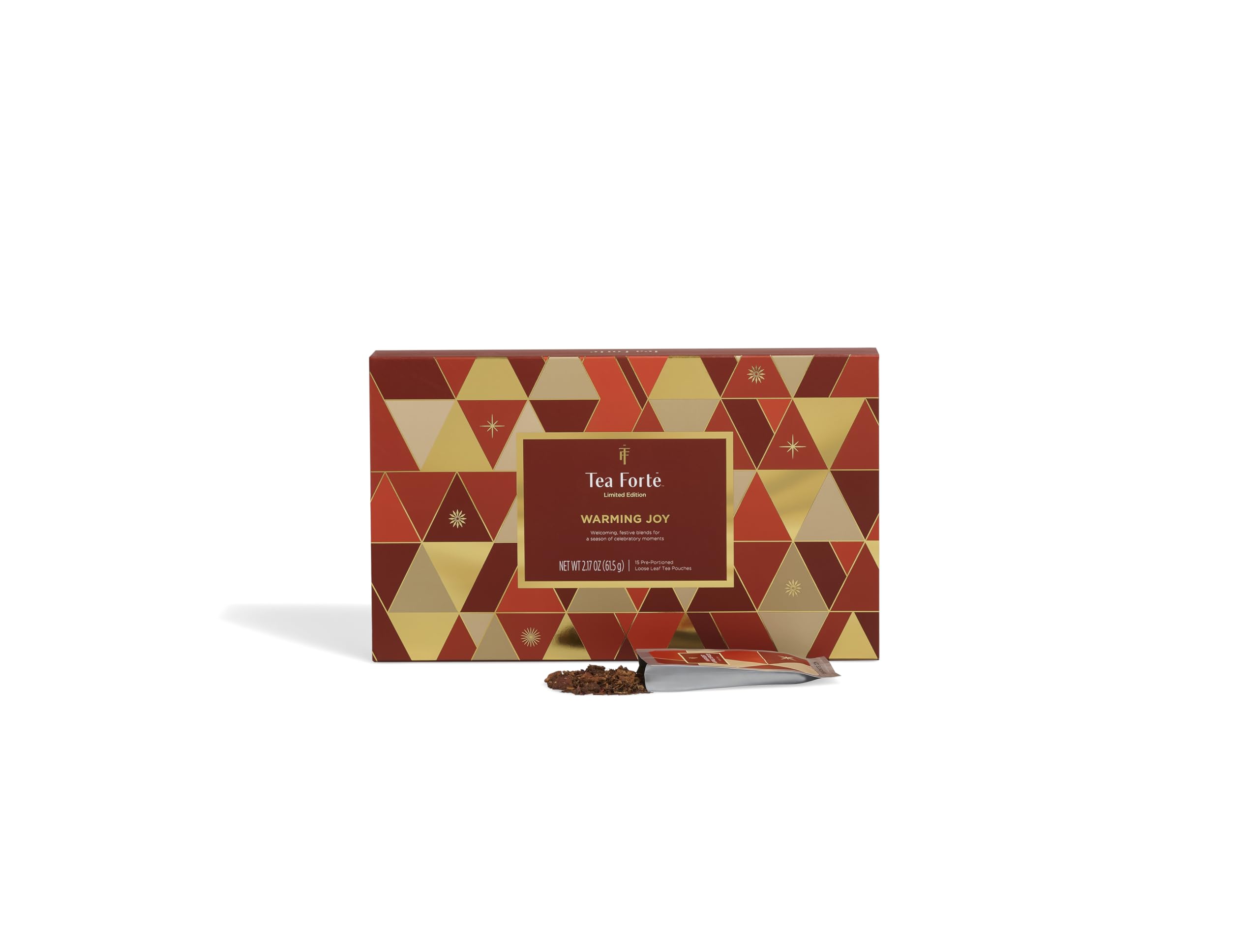 Tea Forte, Single Steeps Loose Leaf Warming Joy Chest Tea Sampler, Assorted Variety Tea Box, Monodose, 15 pezzi