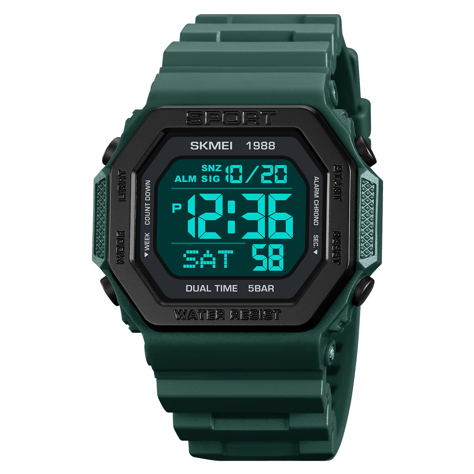 Relojes de moda para hombres y mujeres, unisex, verano, natación, retroiluminación, casual, impermeable, deportes al aire libre, reloj colorido con alarma multifunción, dos zonas horarias