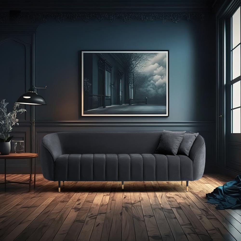 Wakefit Sofa Set | 3 Year Warranty | Sofa 3 Seater, 3 Seater Sofa for Living Room, Wooden Sofa Set, Couch Sofa for Living Room - Tasmania(Fabric-Velvet : Space Grey)-image-24