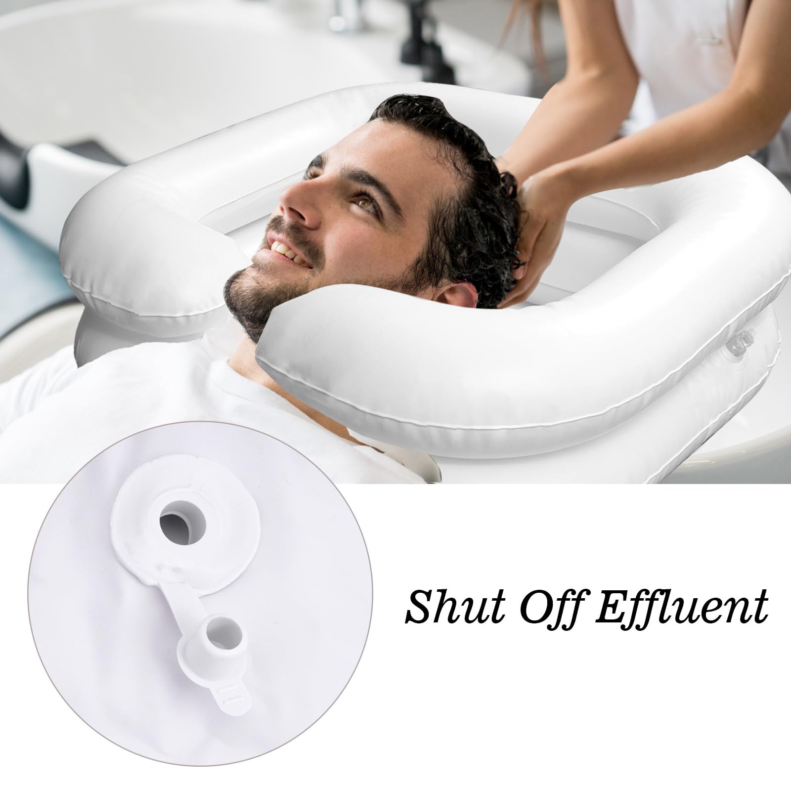 YiliYa Aufblasbares Haarwaschbecken,Haare Waschen im Bett Mobiles Shampoo Becken Haarwaschbecken mit Ablaufschlauch für Bettlägerige Schwangere Verletzte Behinderte Postoperative Patientin(Weiß)