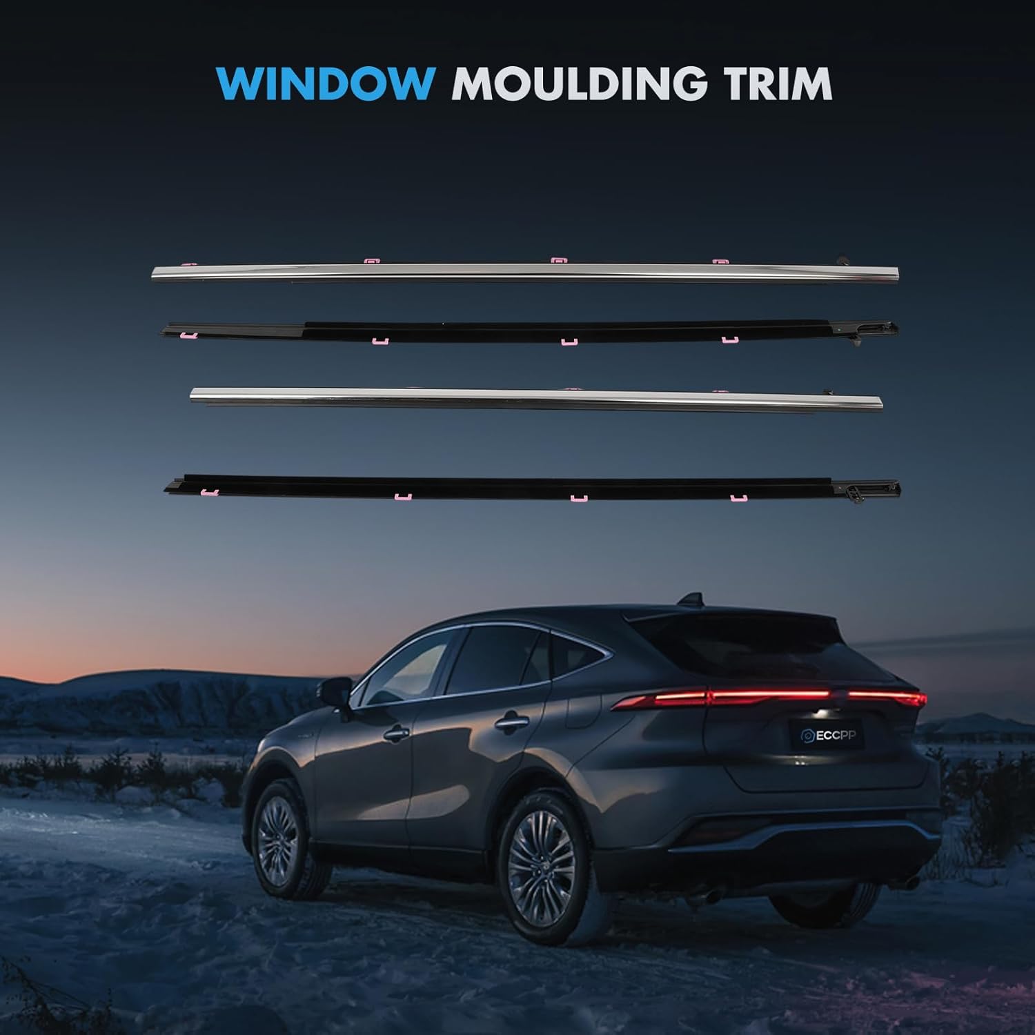 ECCPP Weather Stripping Window Trim For 2013-2018 For Honda for Accord Outer Door Window Molding Trim Replacement for 72410-T2A-A01 72450-T2A-A01 72910-T2A-A01 72950-T2A-A01 4PCS Durable&Sleek Design