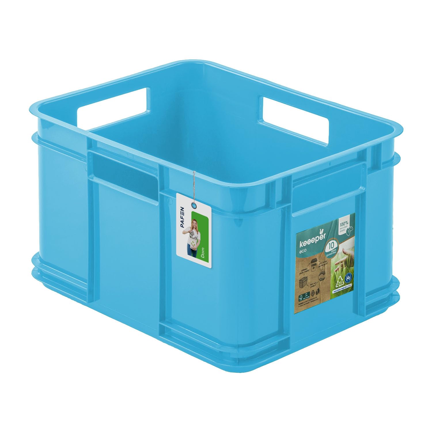 Lot de 6 boîtes empilables Euro 16 l - 35 x 27 x 21 cm - Boîtes de rangement Eco Euro Box empilables - En polypropylène - Bleu ciel