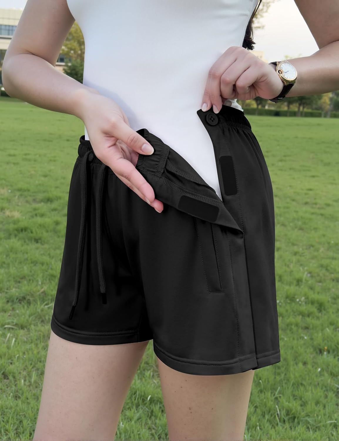 Tear Away Shorts for Women Side Split Open Breakaway Post Surgery Recovery Bottoms - Image 2