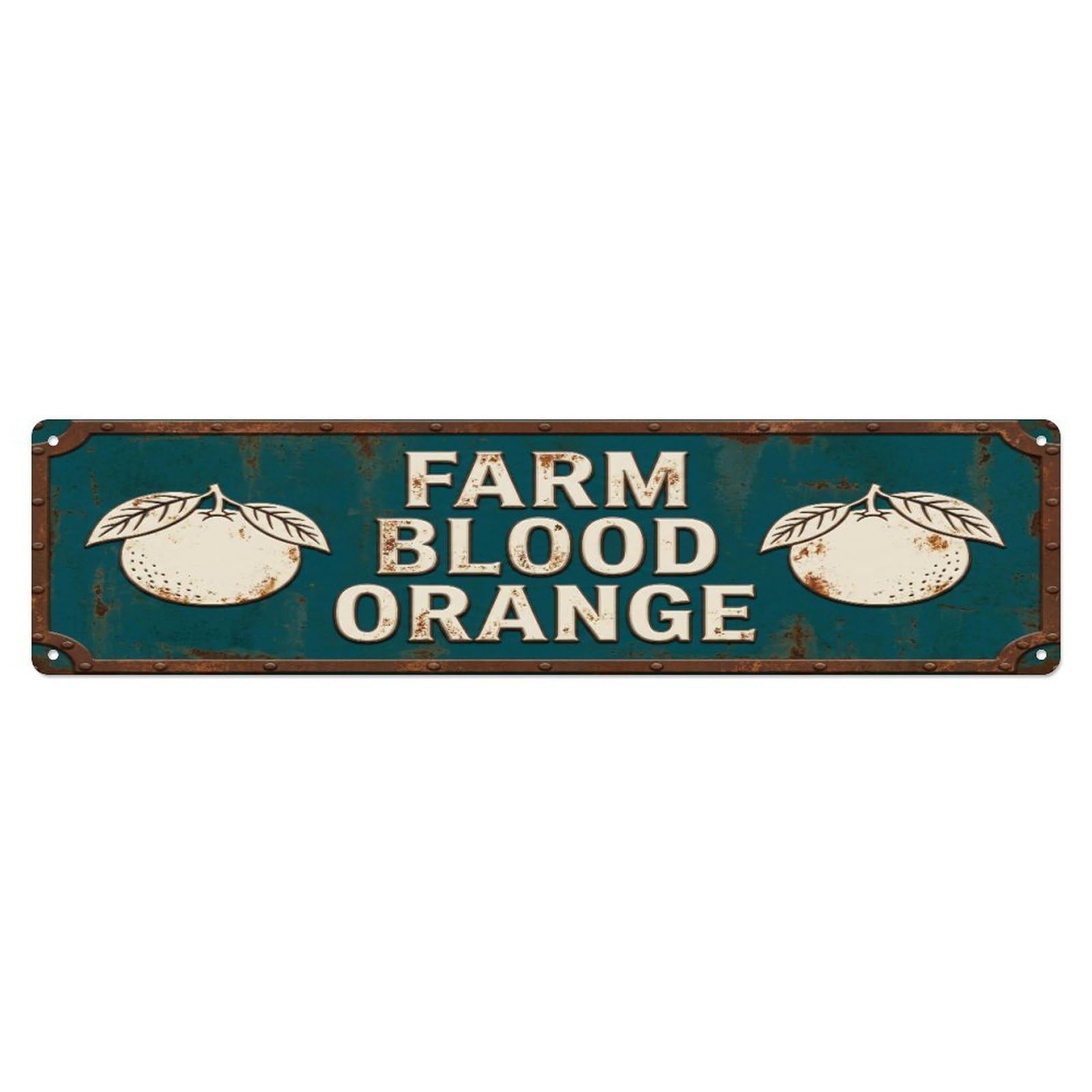 Metal Tin Sign FARM BLOOD ORANGE Vintage Citrus Rustic Farmhouse