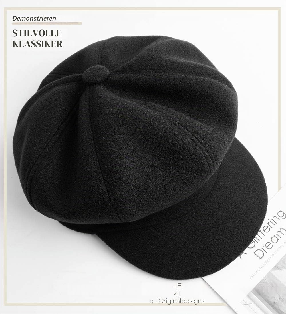 Superora Damen Ballonmütze Schirmmütze Wintermütze Kappe Barett Winter Mütze Newsboy Herbst Winter