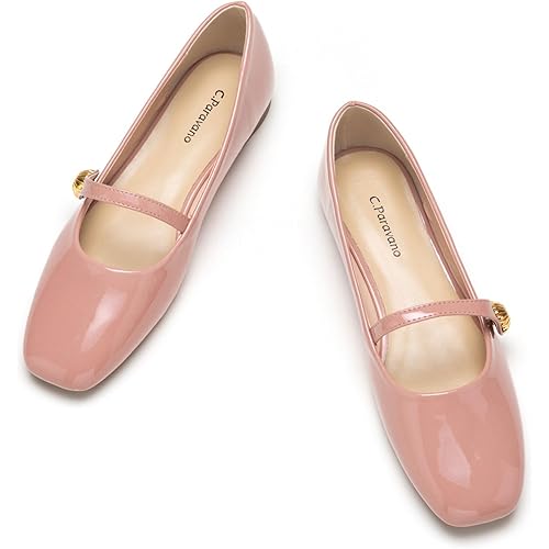 C.Paravano Mary Jane | Flats for Women | Ballet Flat | Mary Janes Shoes for Women | Square Toe Flats