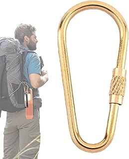 [Qidures] カラビナクリップ - 高負荷対応 黄銅製 アウトドアギア - オートロッキングカラビナクリップ ヘビーデューティ | アウトドアハイキング用、ハンモック設置用、犬用リード接続用、ハーネス装着用、キーチェーンとして使用、ペット固定用アイテム
