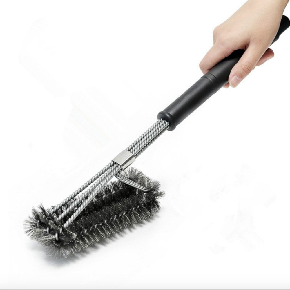 Genovation Grill Brush, BBQ Grill Brush Bristle Free, 18inch 3 Wire Barbecue Brush, Grill Brush Porcelain Safe, Cleaner & Scraper for Grill Cooking Grates