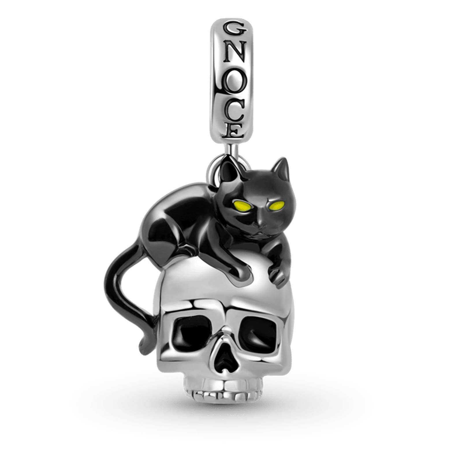 GNOCE Skull Charm Bead Sterling Silver/Silver Plated Skeleton Gothic Punk